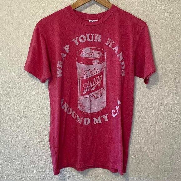 Junk Food Schlitz Graphic Washed Red Crew Neck Tee Shirt Small Retro - Picture 10 of 10